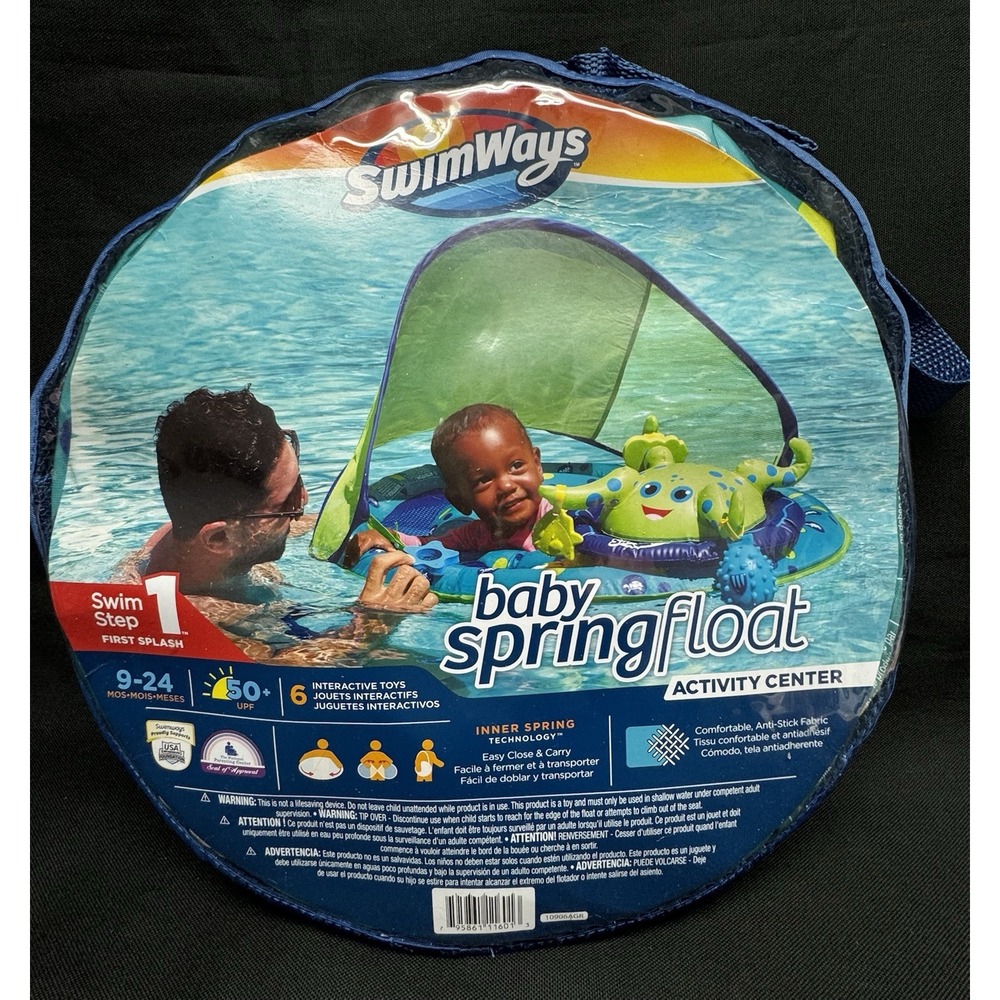 SwimWays Inflatable Baby Spring Float Activity Center with Canopy Octopus